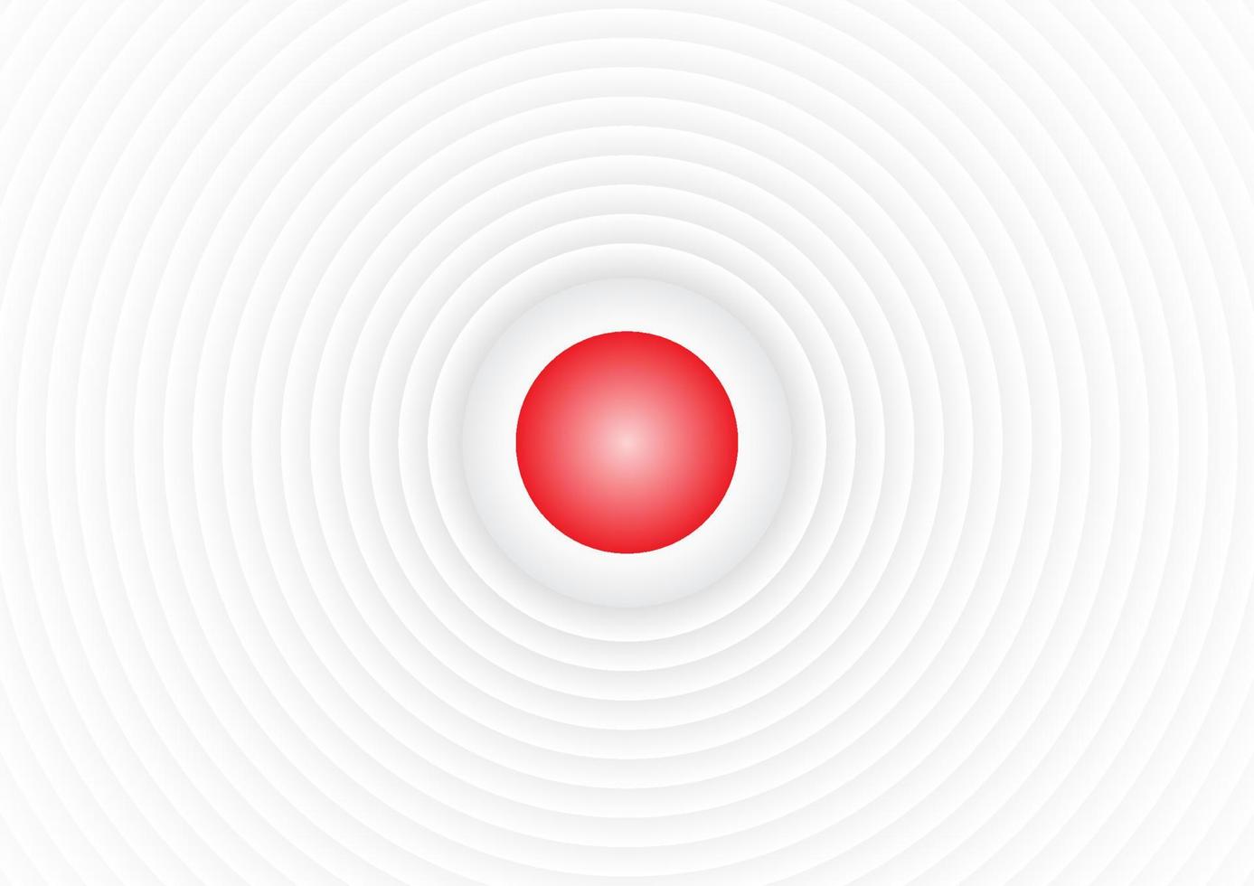 White circular rings with red button. Abstract futuristic geometric radial shapes background for cover design,  screen monitor, brochure, presentation and web banner. Minimalist broadcast style concep vector