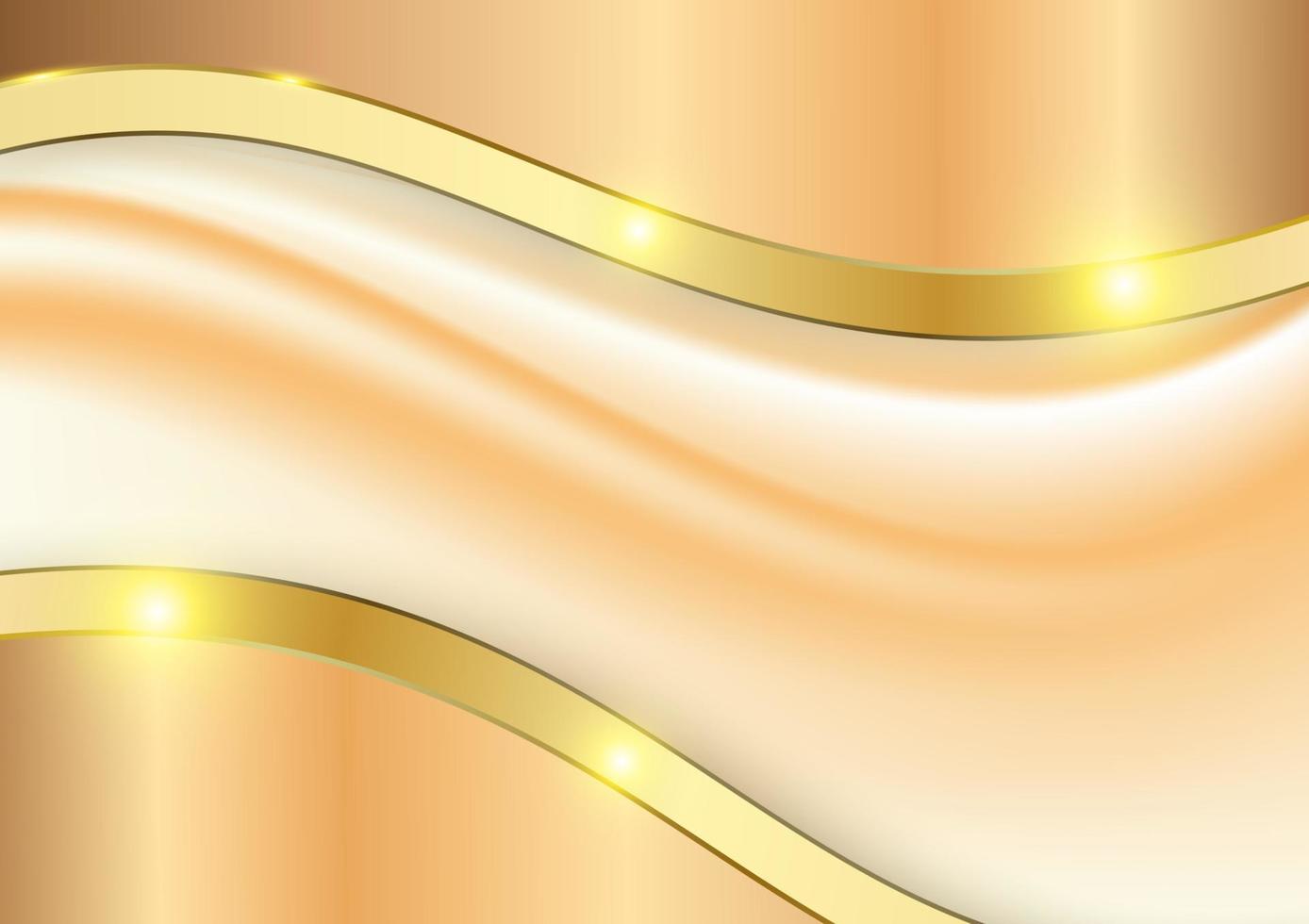 Luxury elegant wavy brown shade background with glow golden stripe lines vector