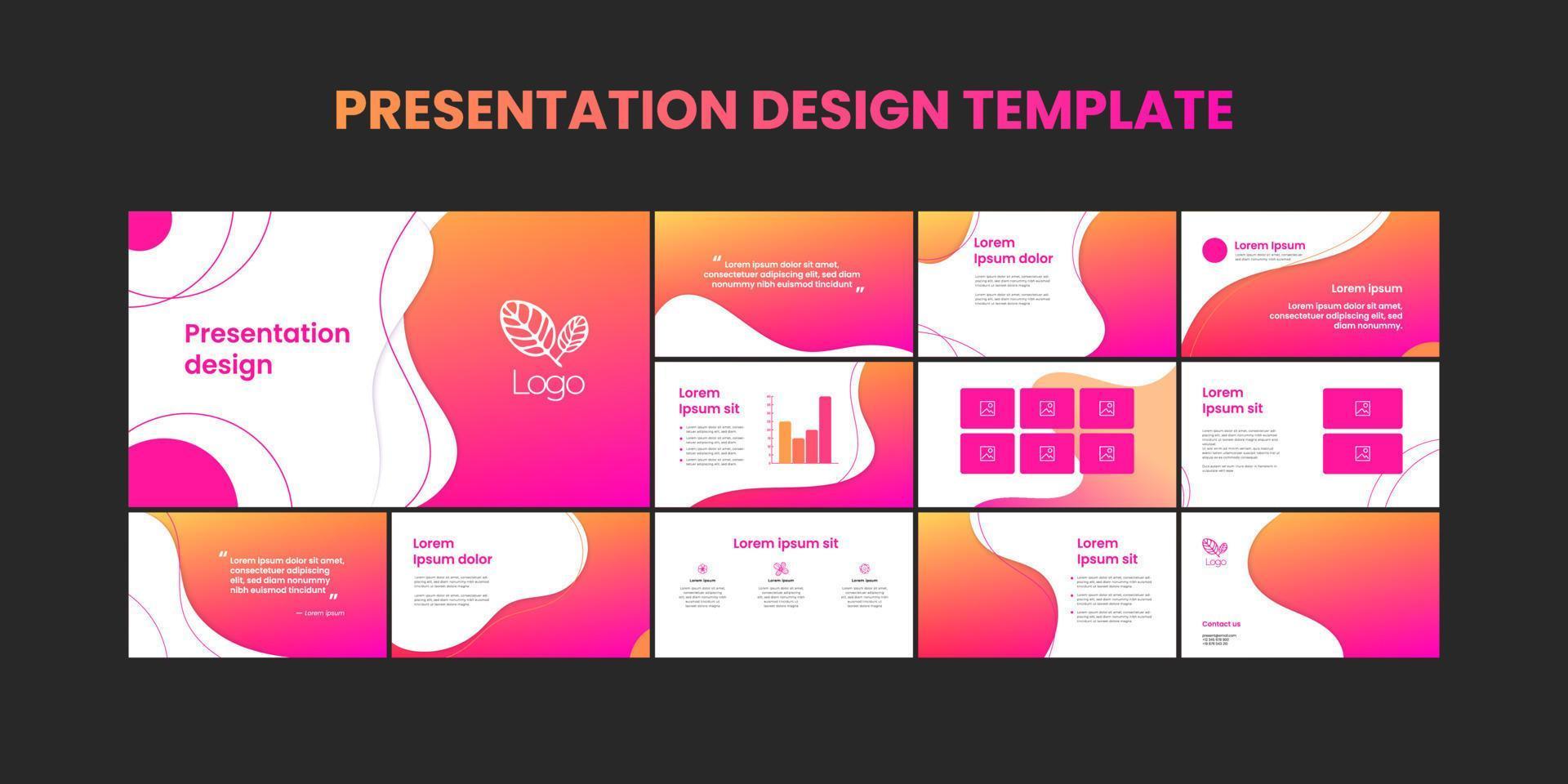 conjunto de plantillas de presentación modernas. diseño de presentación, plantillas vectoriales de cartera con gradientes coloridos y modernos de formas geométricas. página de diapositivas, volante, sitio web, perfil de la empresa vector