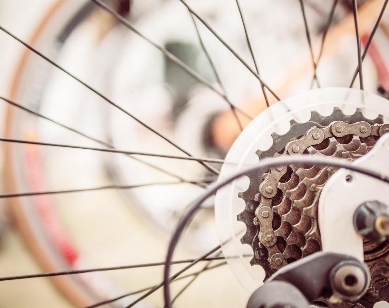 Warm vintage style photo of close up bicycle gear