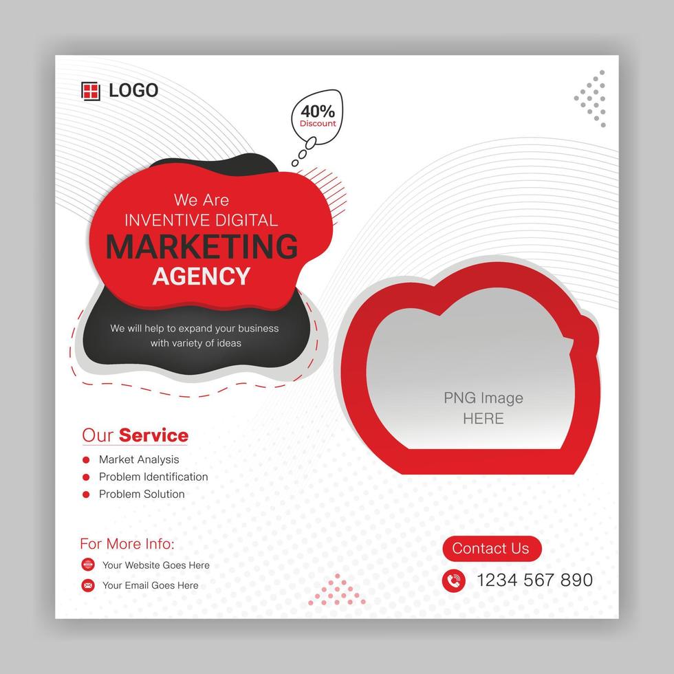 Digital marketing agency social media post design template for business, web post, web banner vector