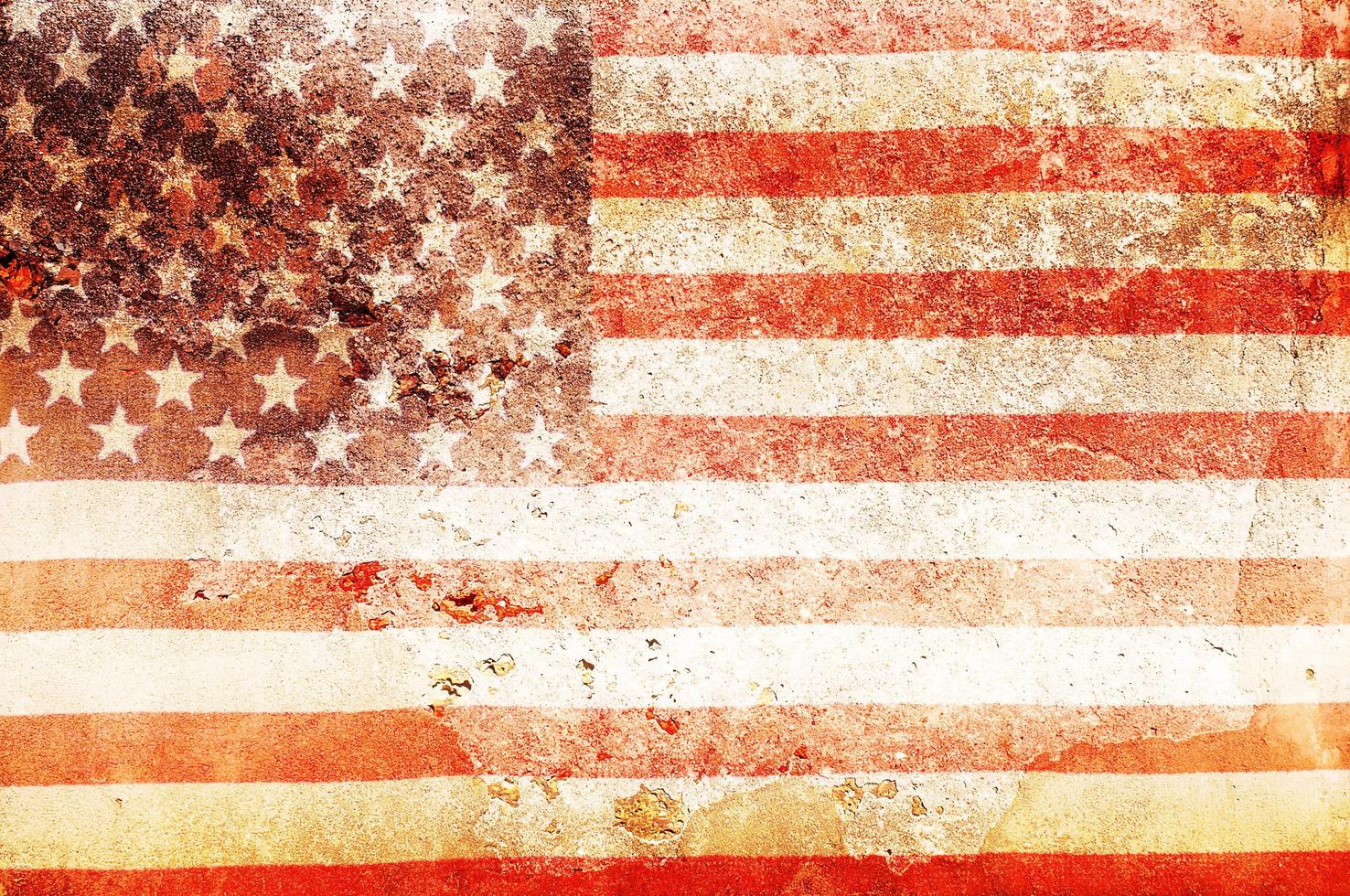 USA flog overlay on old color skin on cement wall texture for background use photo