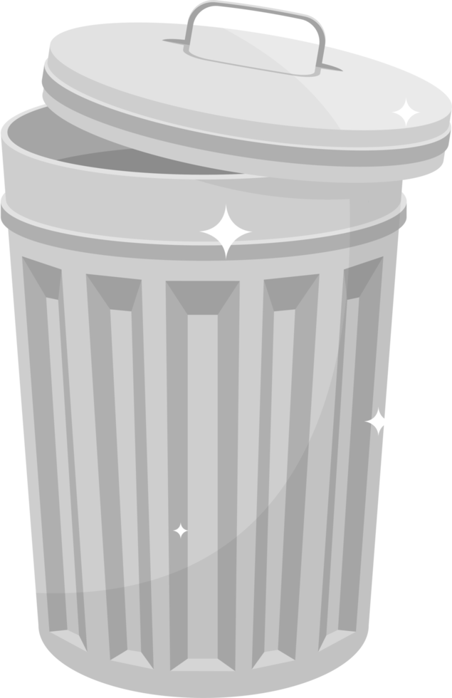 Metallic trash can clipart design illustration png