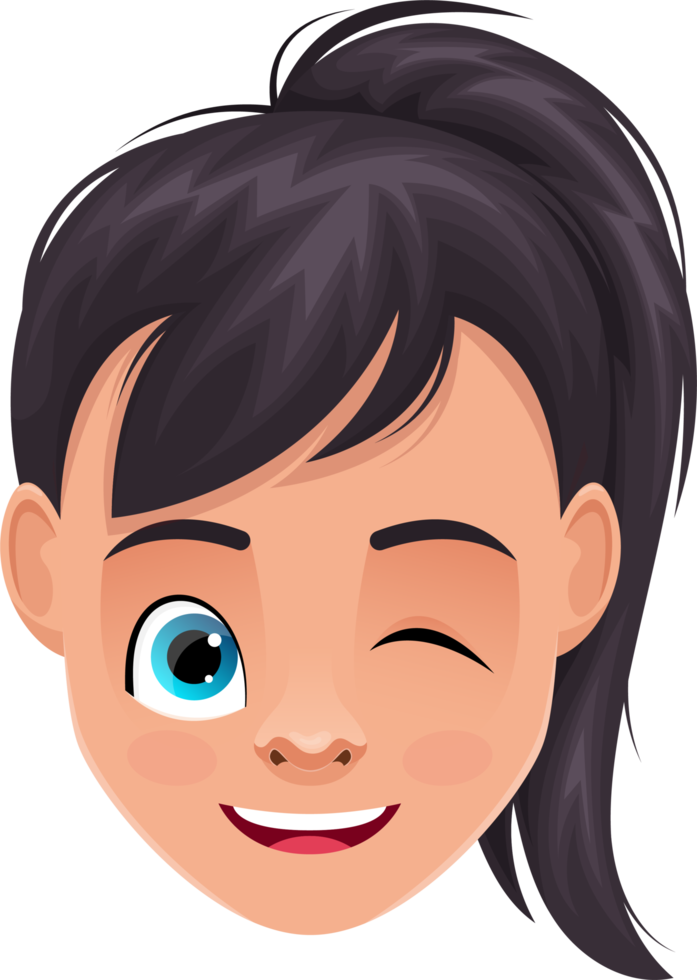 Little girl face expressions clipart design illustration png
