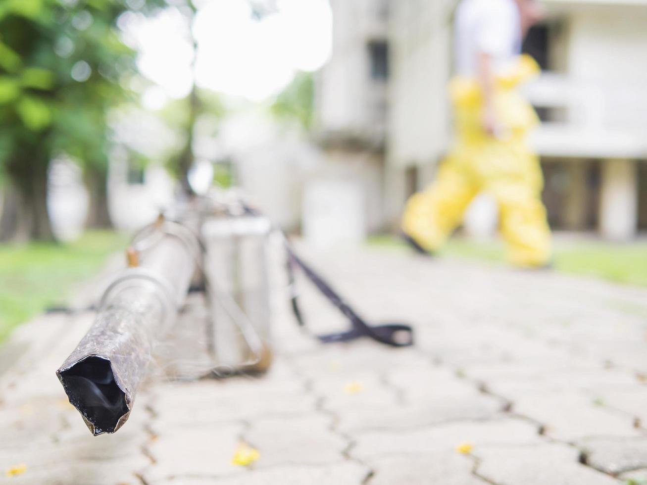 Thermal fog machine with its user background photo