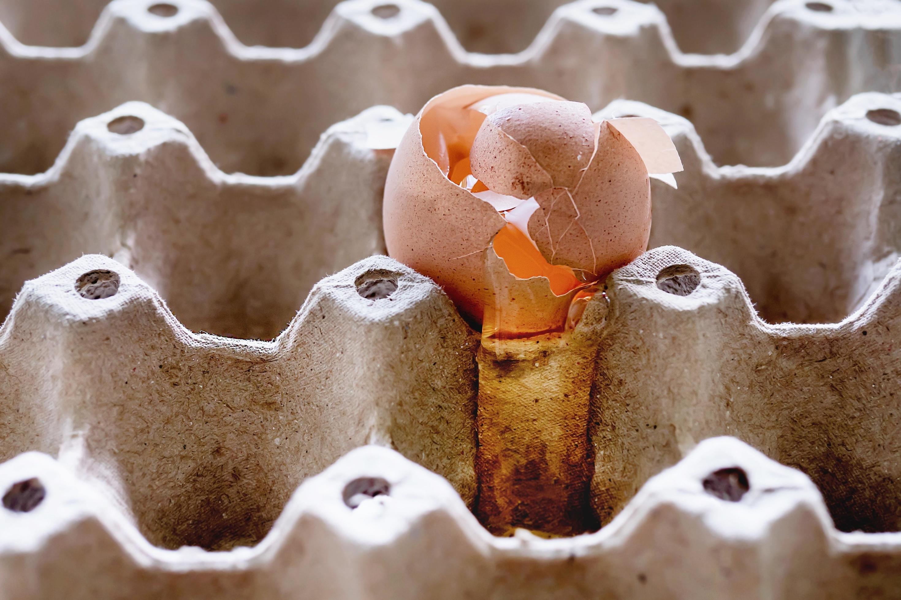 Broken eggs symbol of the bad packaging of brittle object