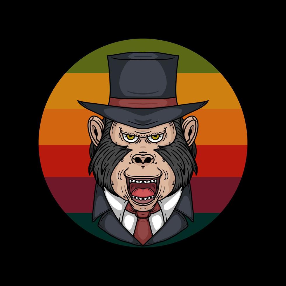 Cool Monkey Mafia Vector Illustration