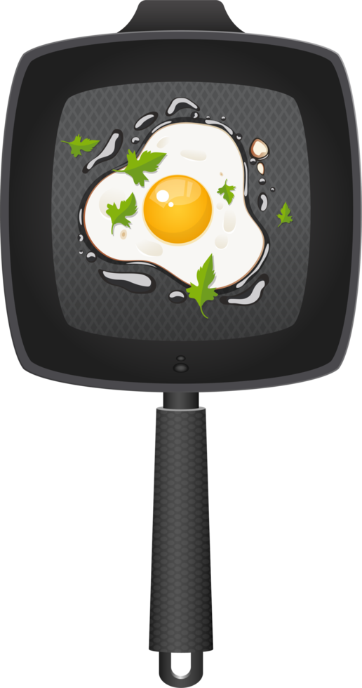 Fried egg in pan clipart design illustration png