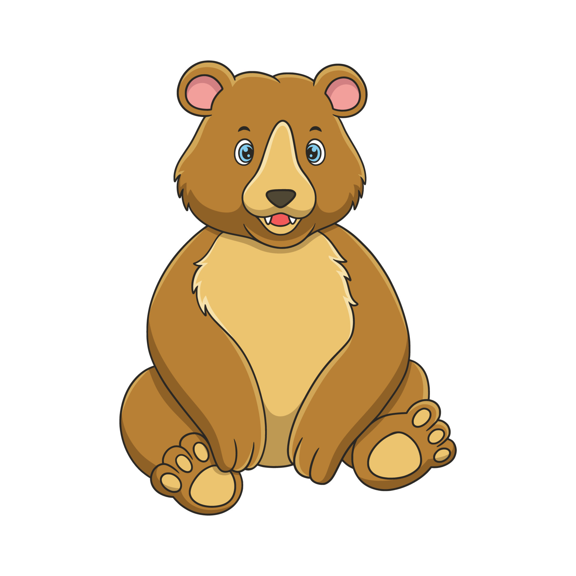 cartoon illustration The bear is sitting under the trunk of a big fallen  tree in the middle of the forest 9303846 Vector Art at Vecteezy