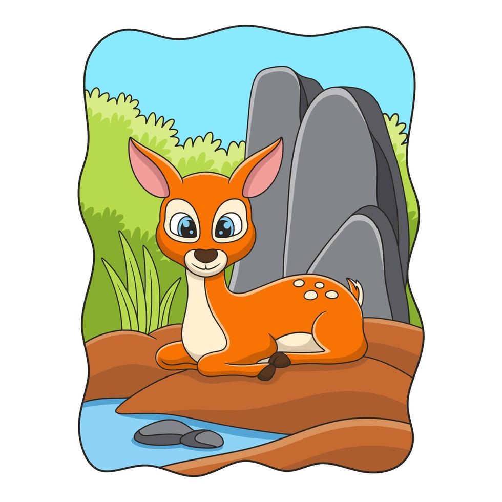 the deer is sitting coloring page illustration vector