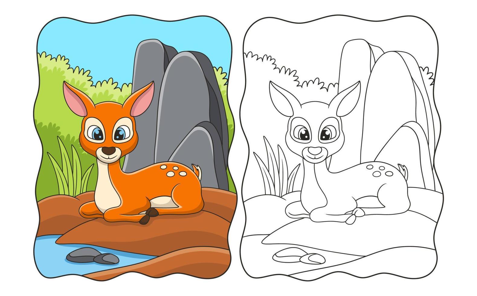 the deer is sitting coloring page illustration vector