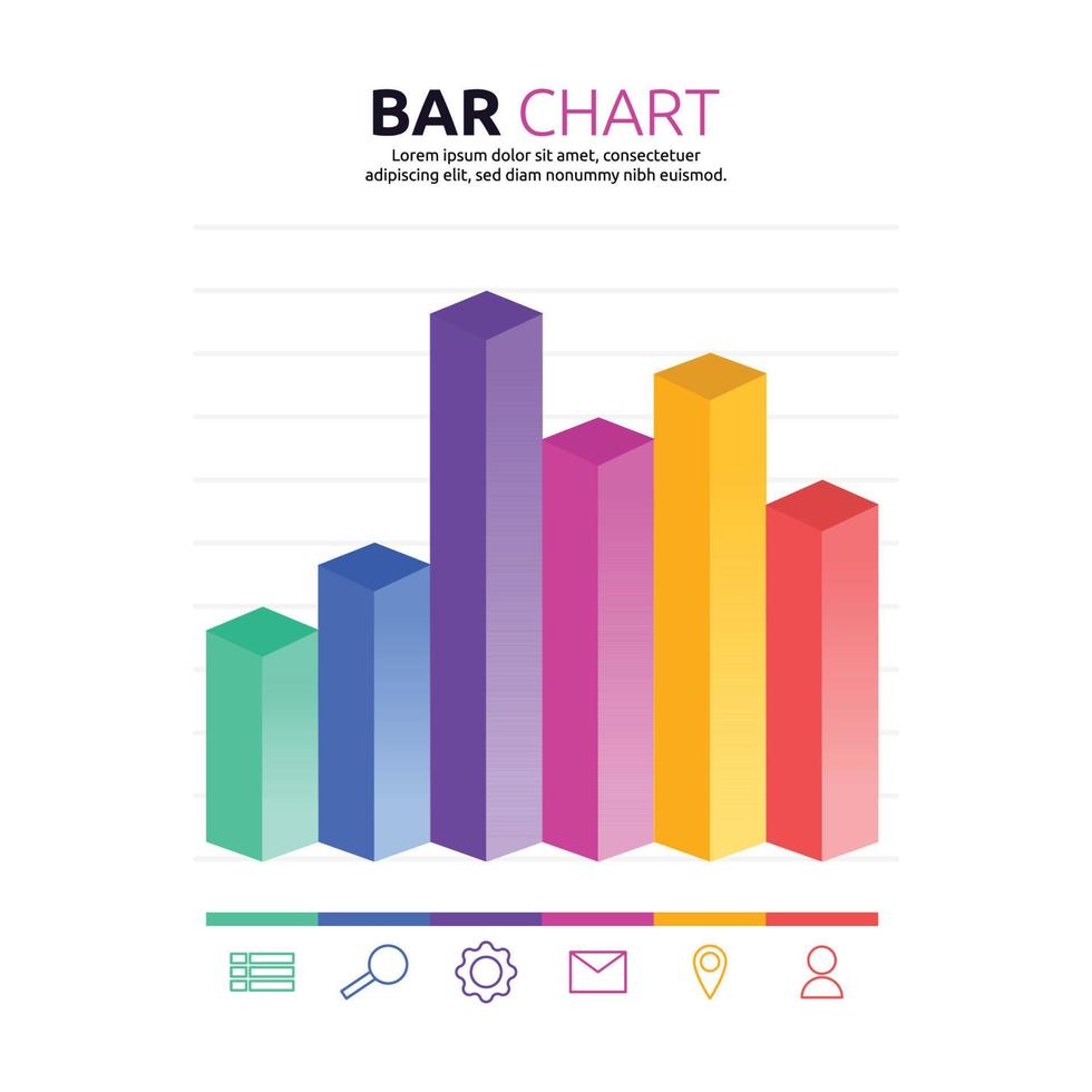 Bar Graph Chart Statistic Data Infographic Template vector