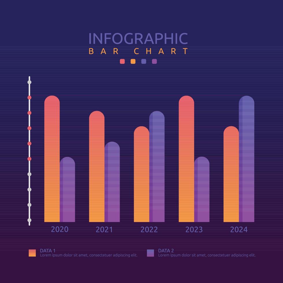 Multiple Bar Graph Chart Statistic Data Infographic Template vector