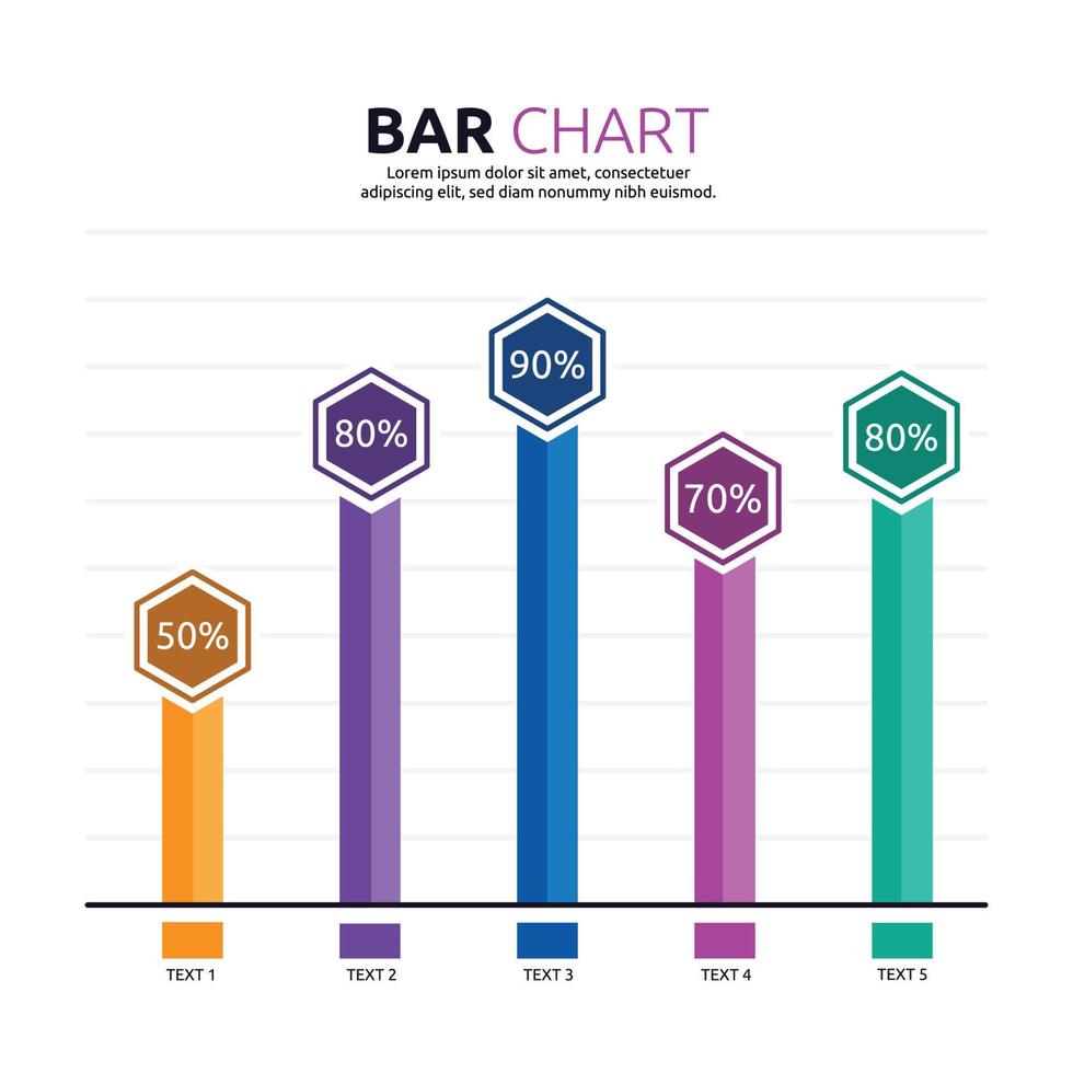 infografía de datos de estadísticas de gráficos de barras hexagonales vector