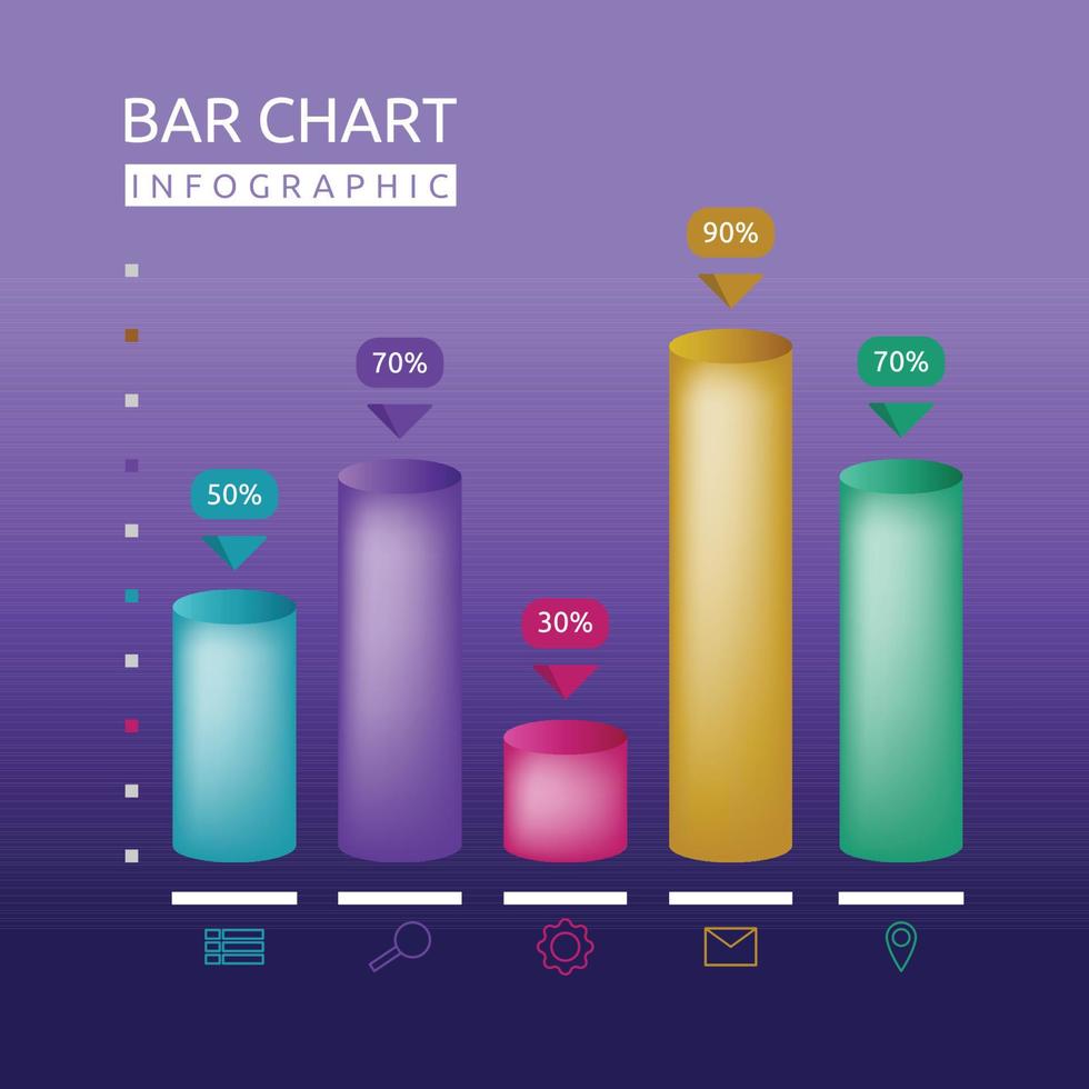 plantilla de infografía de datos estadísticos de gráfico de barras de tubo vector