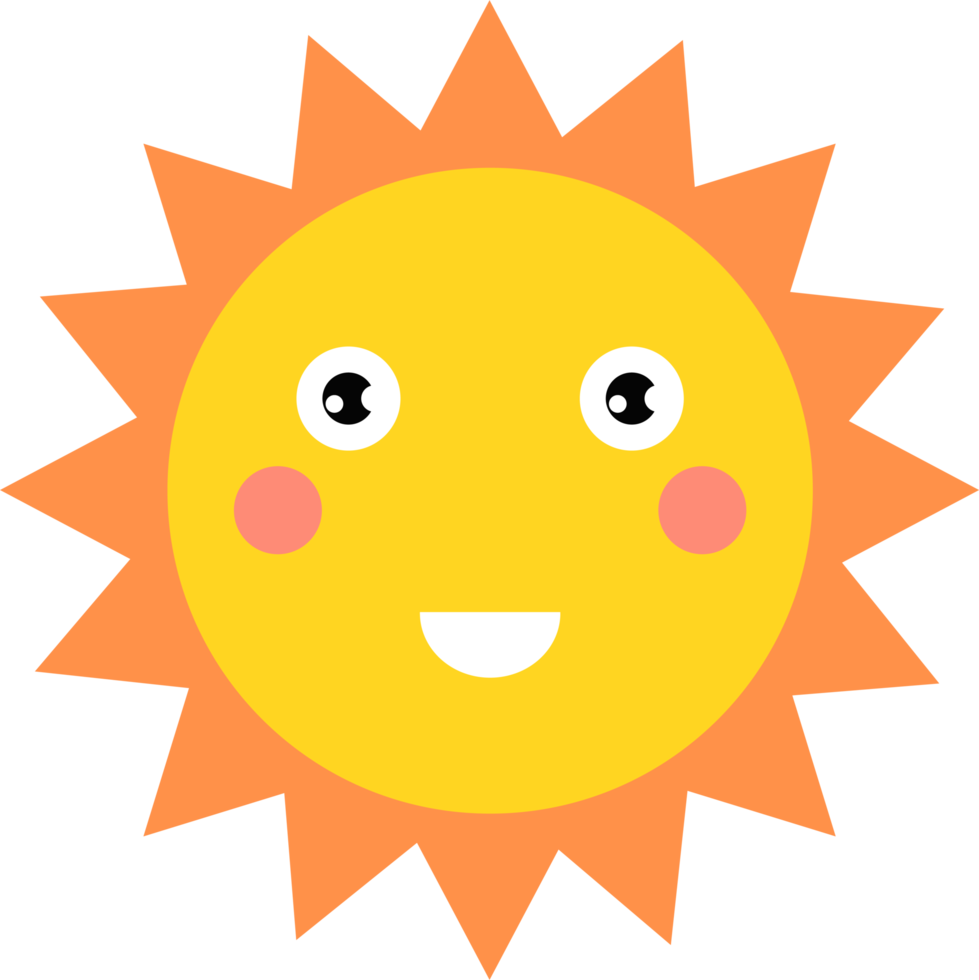 Smiling sun cartoon clipart design illustration png