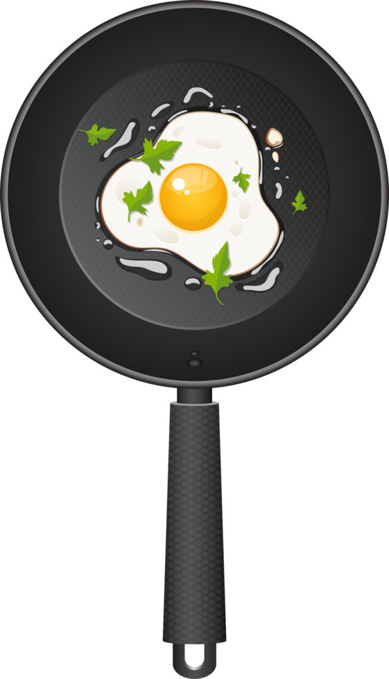 Fried egg in pan clipart design illustration png