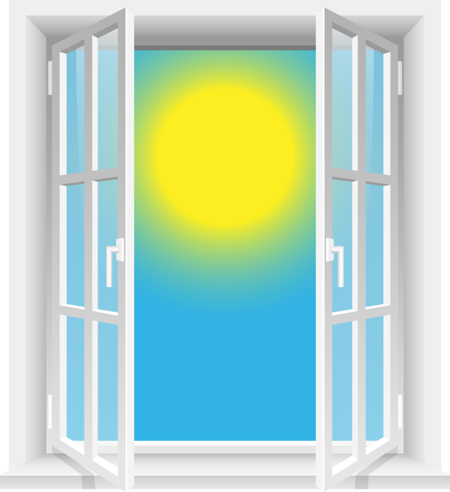 Transparent windows and sunny sky clipart design illustration png