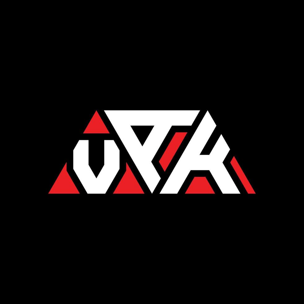 VAK triangle letter logo design with triangle shape. VAK triangle logo design monogram. VAK triangle vector logo template with red color. VAK triangular logo Simple, Elegant, and Luxurious Logo. VAK