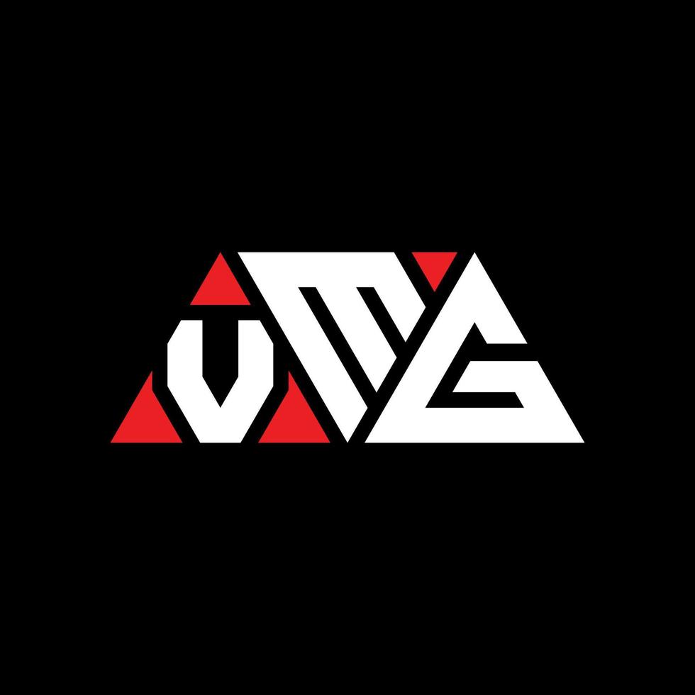 Diseño de logotipo de letra triangular vmg con forma de triángulo. monograma de diseño de logotipo de triángulo vmg. plantilla de logotipo de vector de triángulo vmg con color rojo. logotipo triangular vmg logotipo simple, elegante y lujoso. vmg