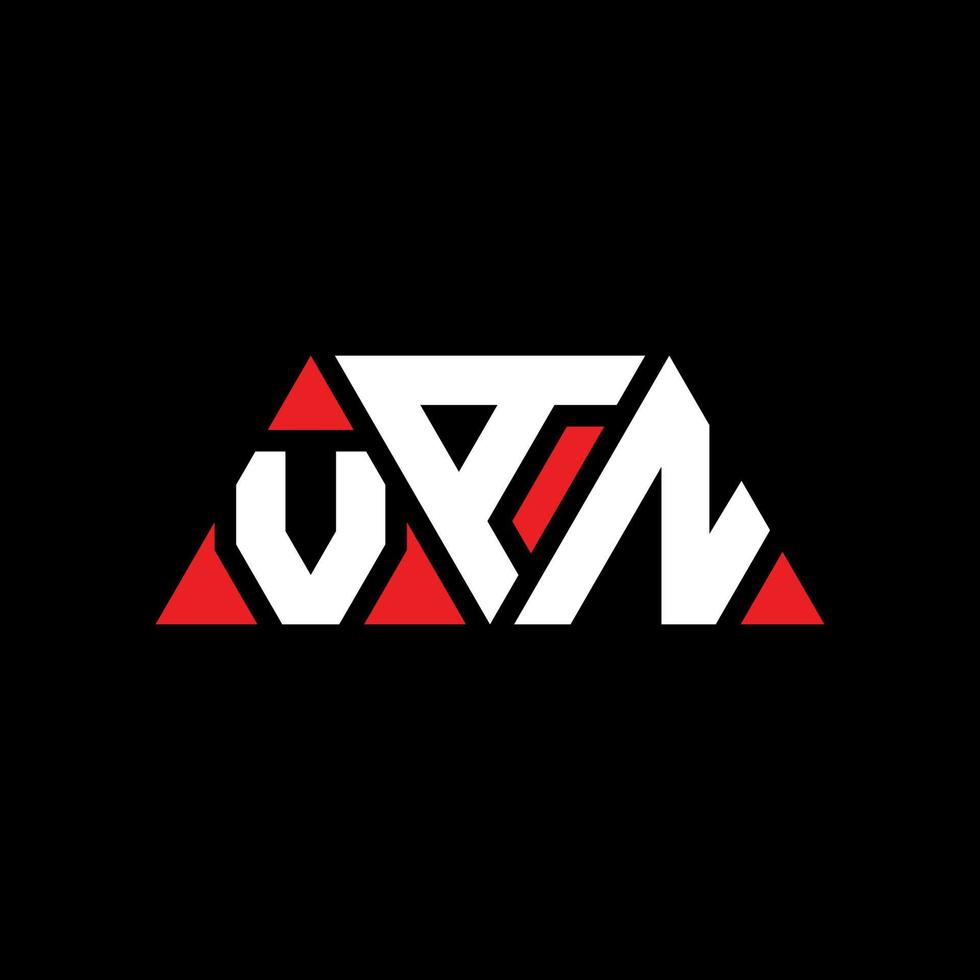 VAN triangle letter logo design with triangle shape. VAN triangle logo design monogram. VAN triangle vector logo template with red color. VAN triangular logo Simple, Elegant, and Luxurious Logo. VAN