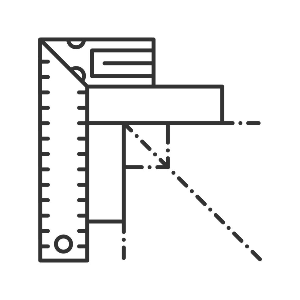 establecer un icono lineal cuadrado. medición de ángulos ilustración de línea delgada. regla con barra angular. símbolo de contorno dibujo de contorno aislado vectorial vector