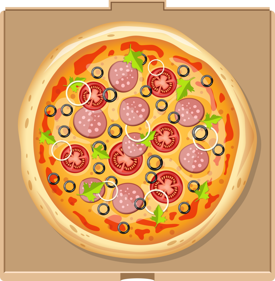 pizza fresca e ilustração de design de clipart de caixa de pizza png