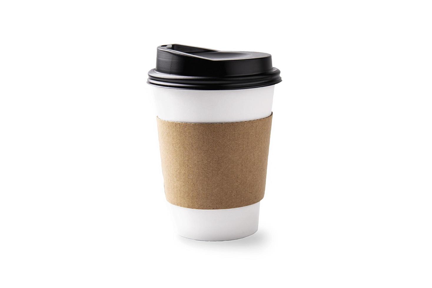 Hot coffee cup made from paper isoloated over white background - isoloted object over white background with clipping path photo