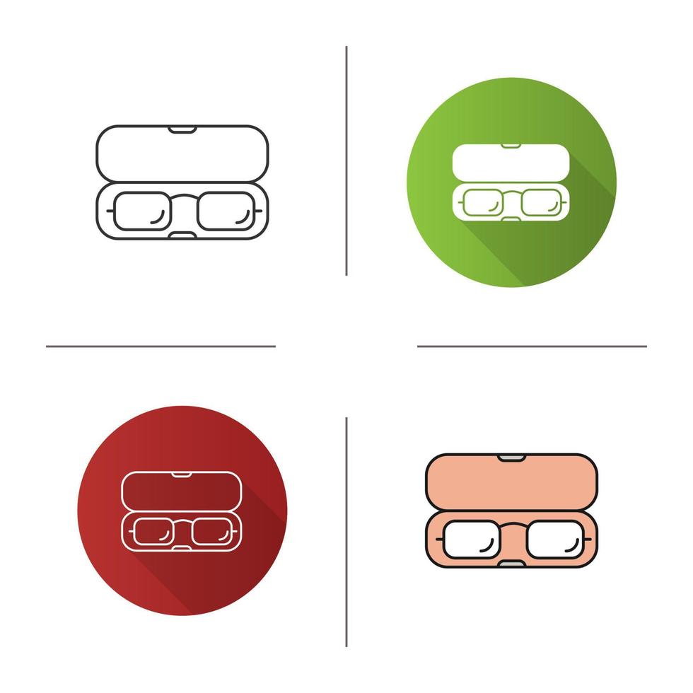 Eyeglasses case icon. Spectacles box. Flat design, linear and color styles. Isolated vector illustrations