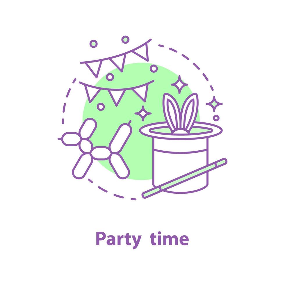 icono del concepto de tiempo de fiesta. idea de fiesta de cumpleaños ilustración de línea delgada. celebracion. dibujo de contorno aislado vectorial vector