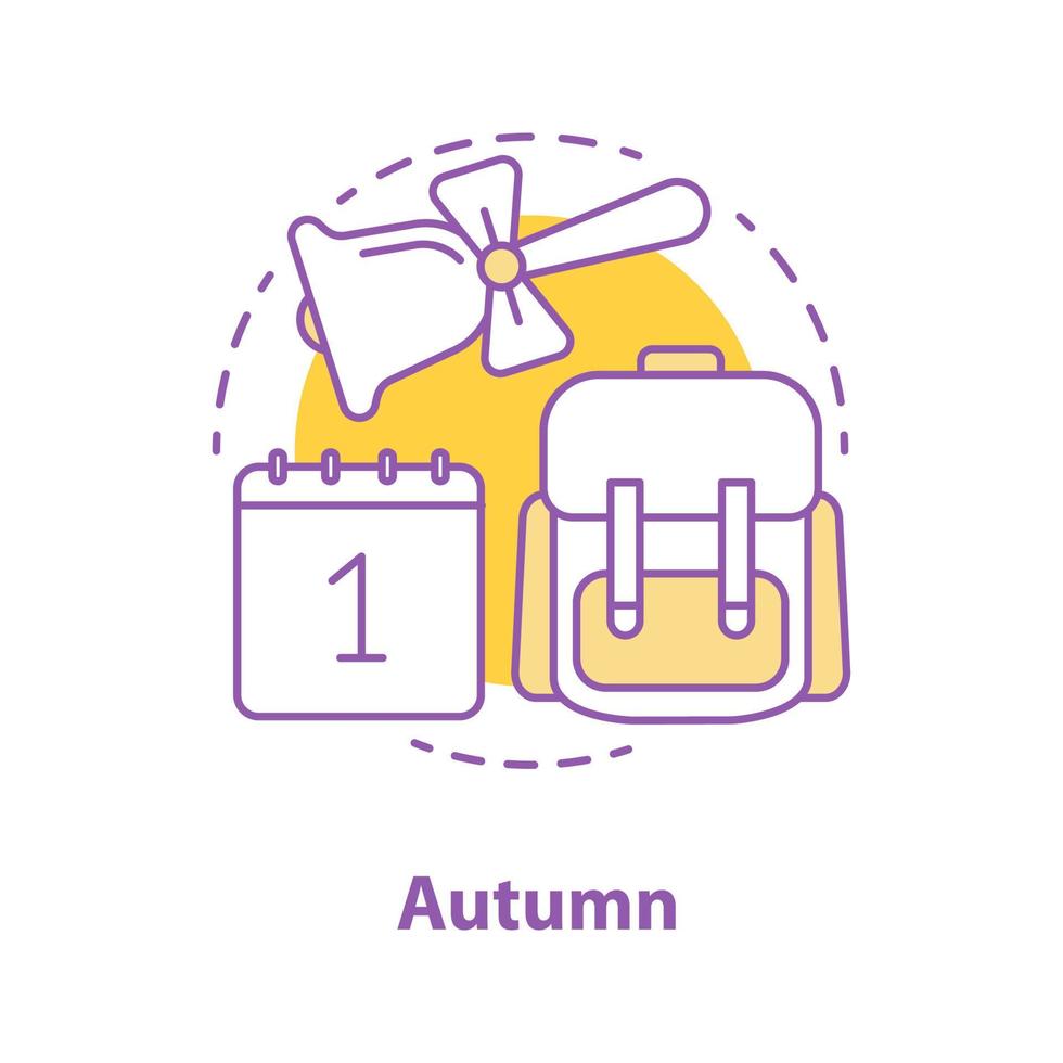 Autumn season concept icon. Back to school. September 1st idea thin line illustration. Knowledge day. Vector isolated outline drawing