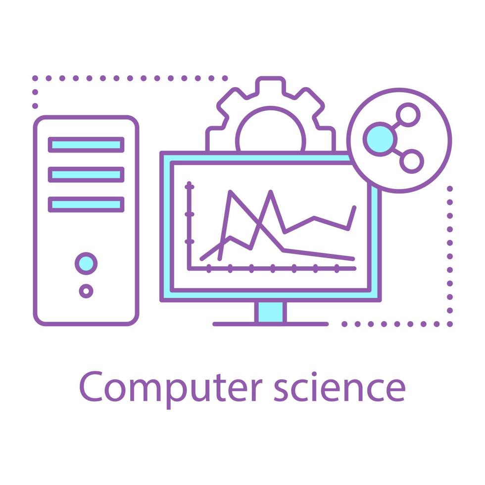 Computer science concept icon. E-learning. Digital technology and ...
