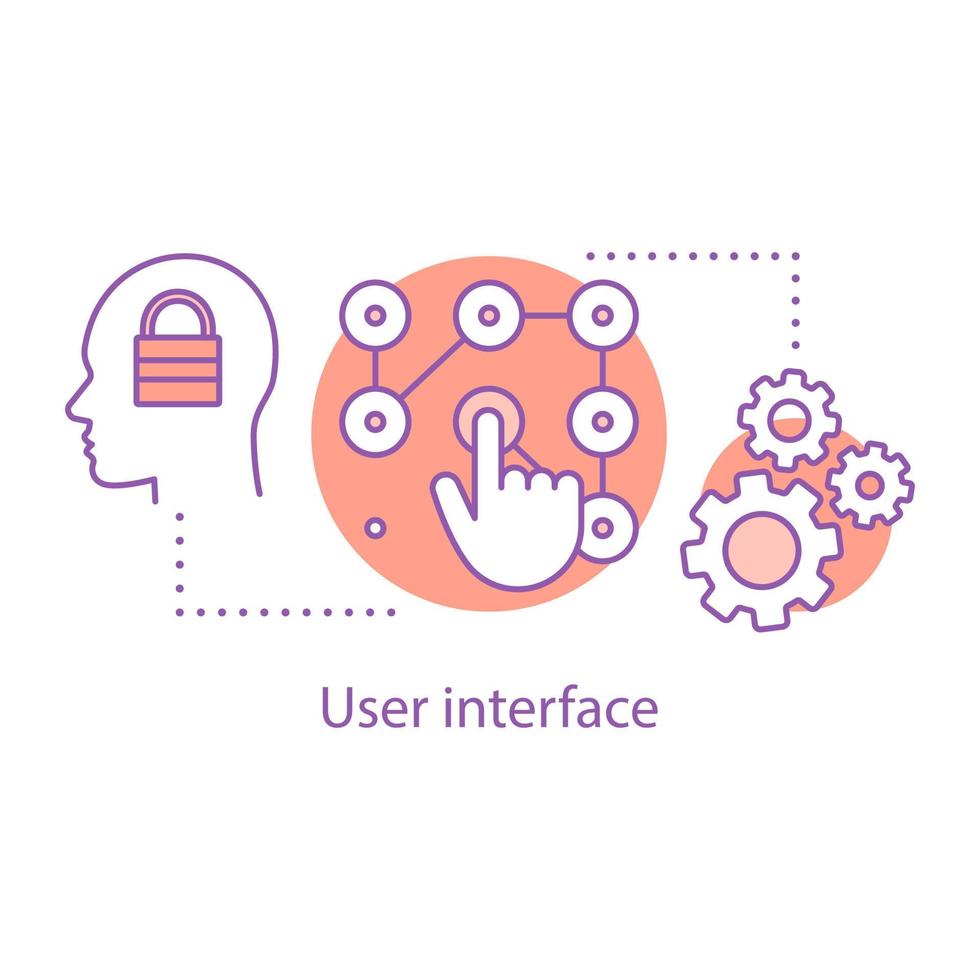 icono de concepto de control y acceso de usuario. interfaz de perfil idea de autorización ilustración de línea delgada. cuenta de usuario dibujo de contorno aislado vectorial vector