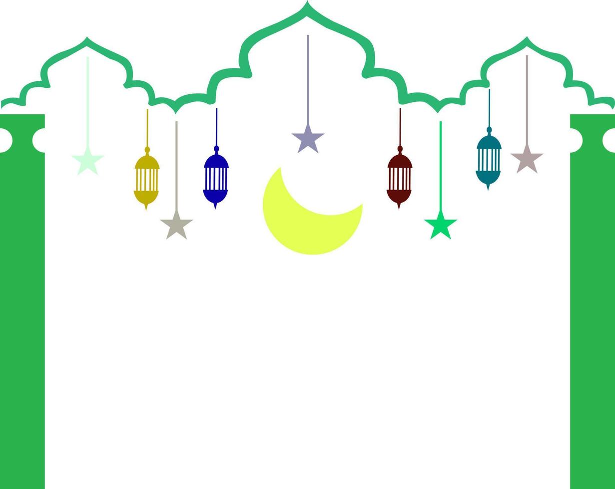 the moon, stars and lanterns for Eid al-Adha vector