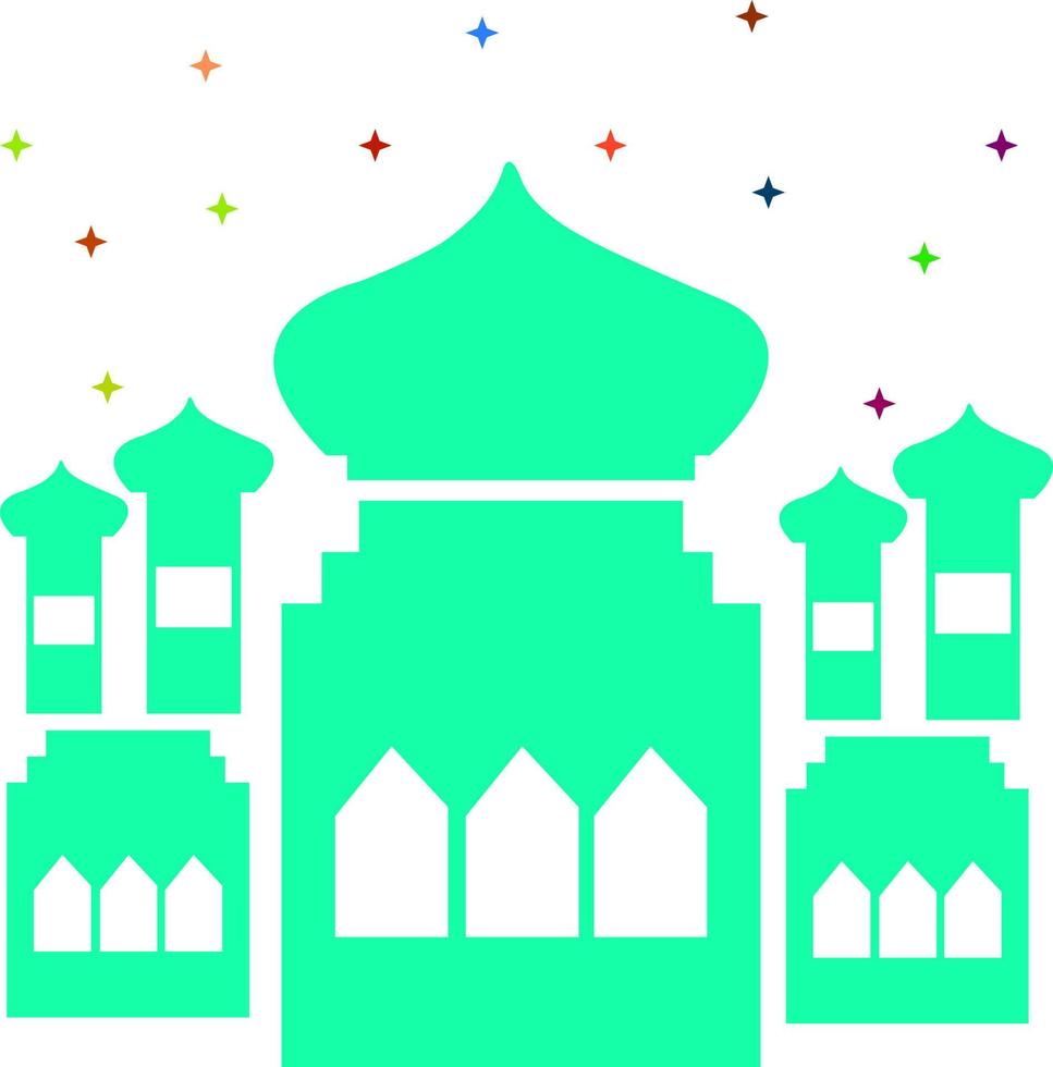 The beauty of the green mosque and Eid al-Adha with stars vector