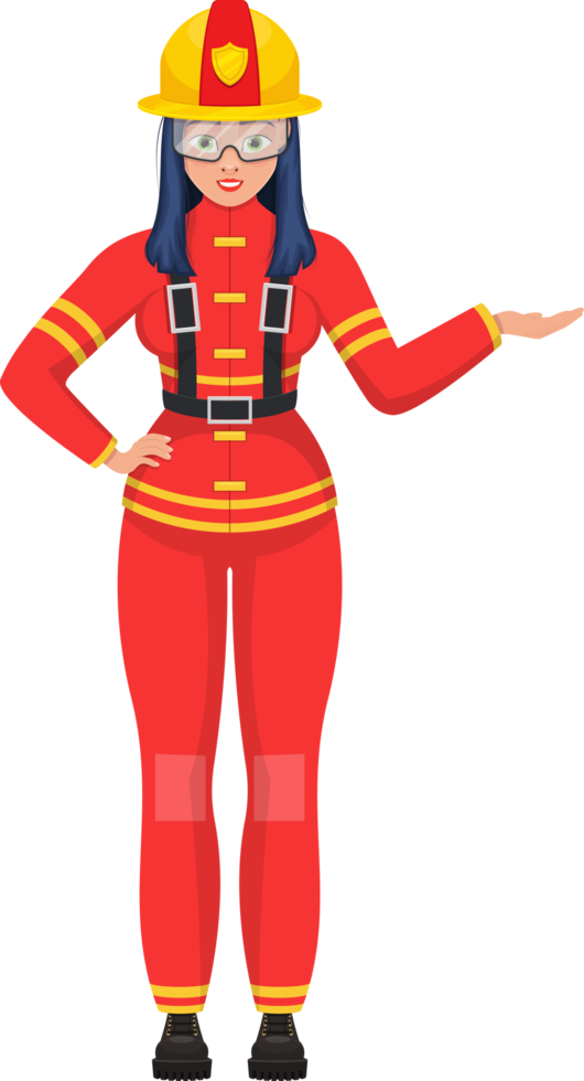 Woman firefighter clipart design illustration png