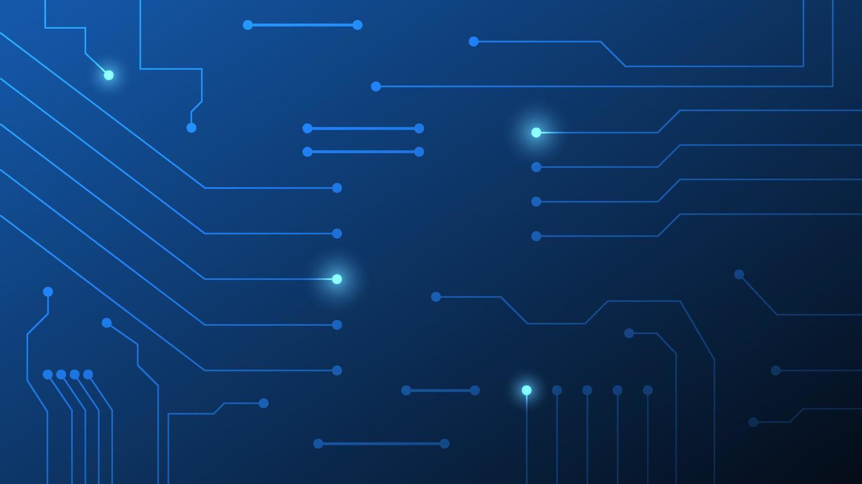 Hi-tech digital circuit board. AI pad and electrical lines connected on blue lighting background vector