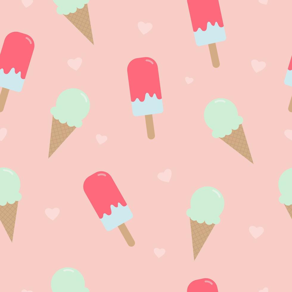 ice cream cone and ice lolly seamless pattern background vector