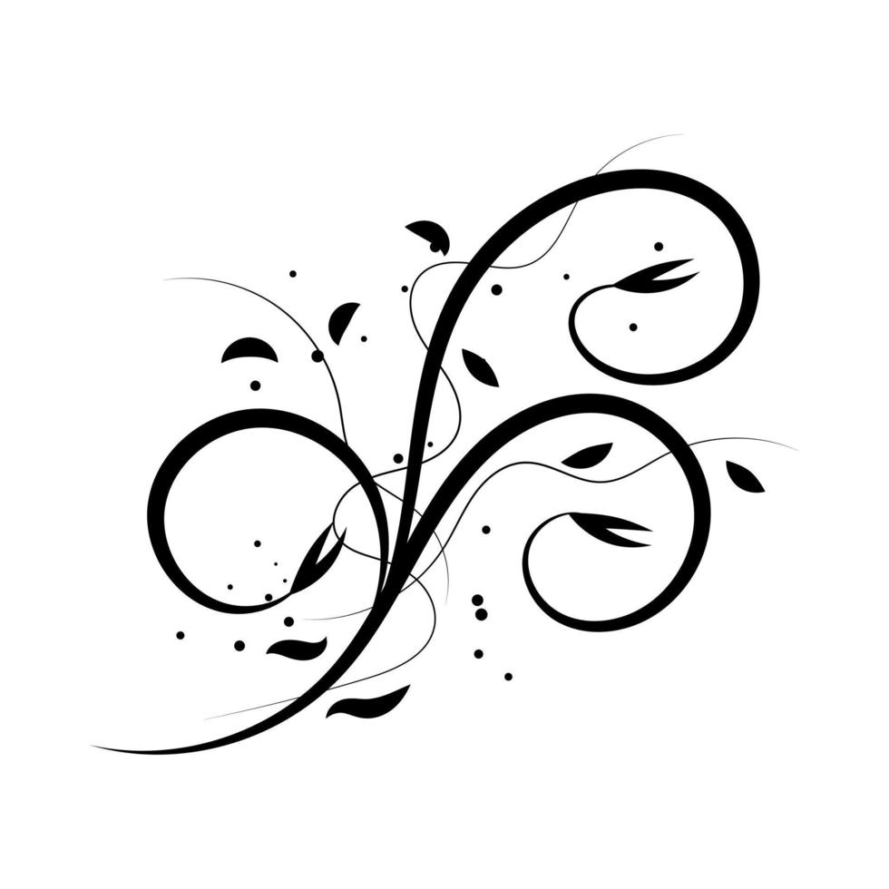 swirl floral ornament hand drawn isolated on white background vector