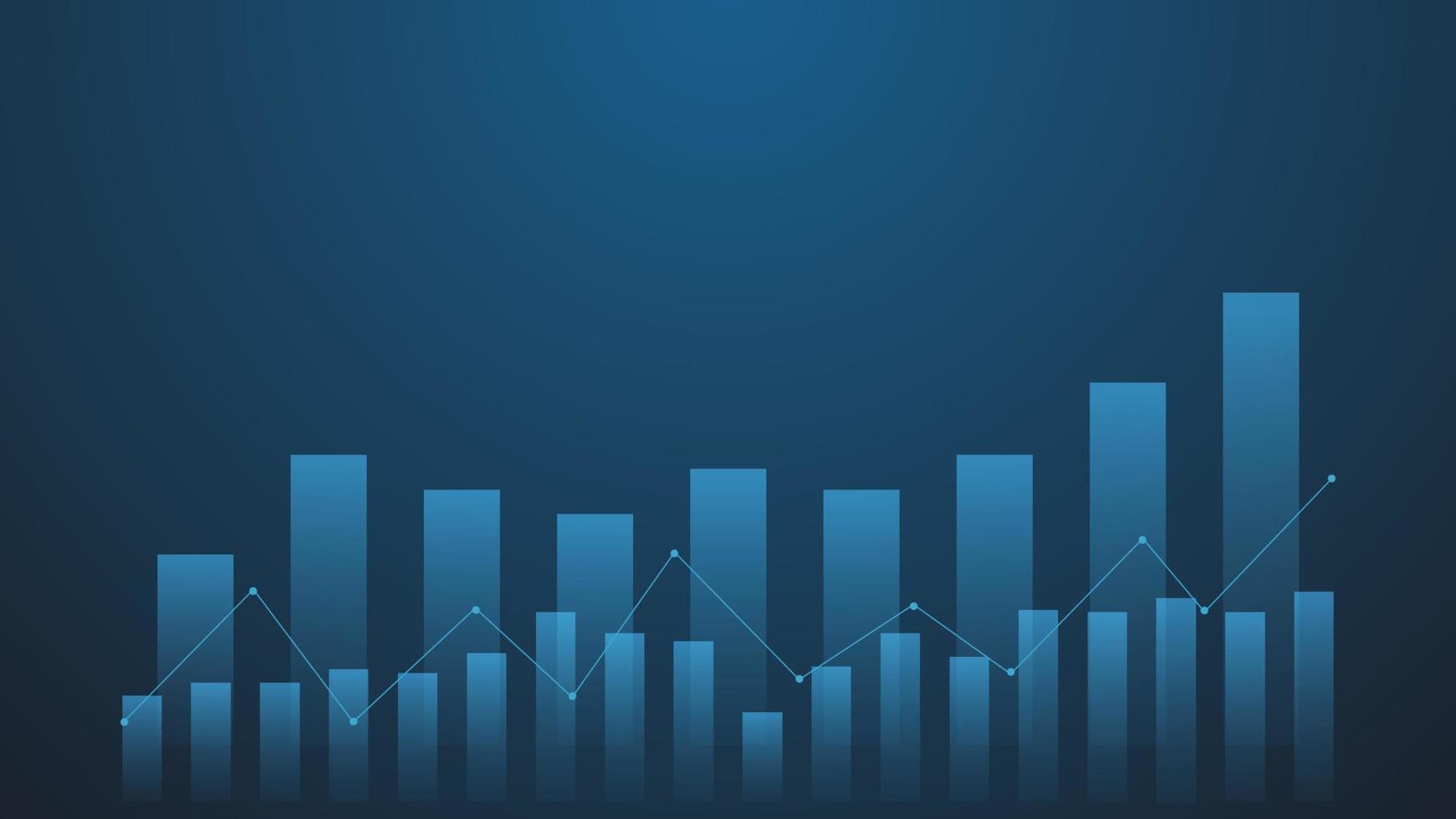 las estadísticas de negocios financieros con gráfico de barras y gráfico de velas muestran el precio del mercado de valores y las ganancias efectivas en el fondo azul vector