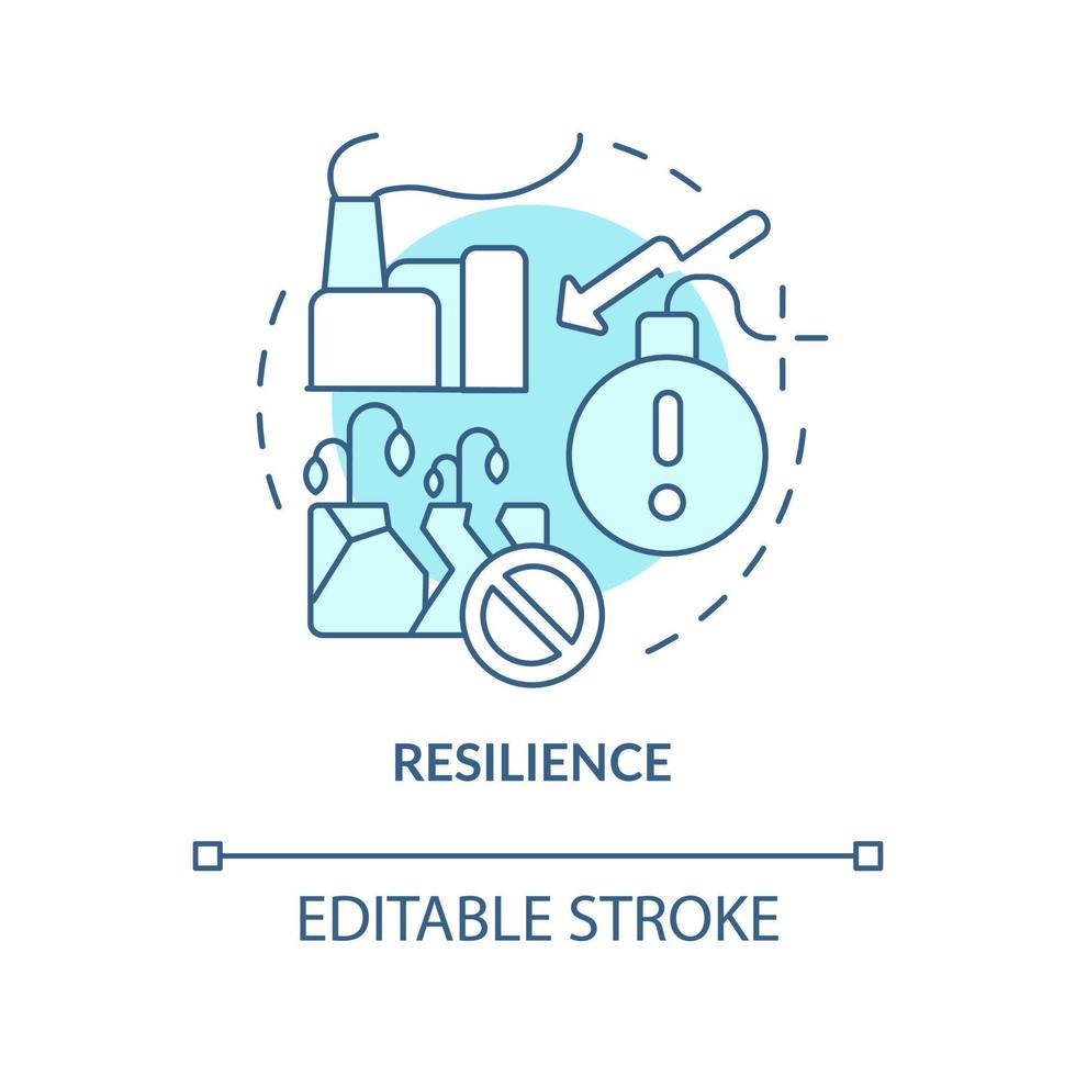 Resilience turquoise concept icon. Sustainable land management abstract idea thin line illustration. Slow land degradation. Isolated outline drawing. Editable stroke vector