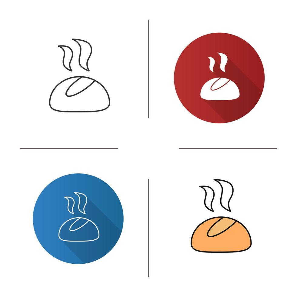 icono de rollo de cena. diseño plano, estilos lineales y de color. bollo redondo. ilustraciones de vectores aislados