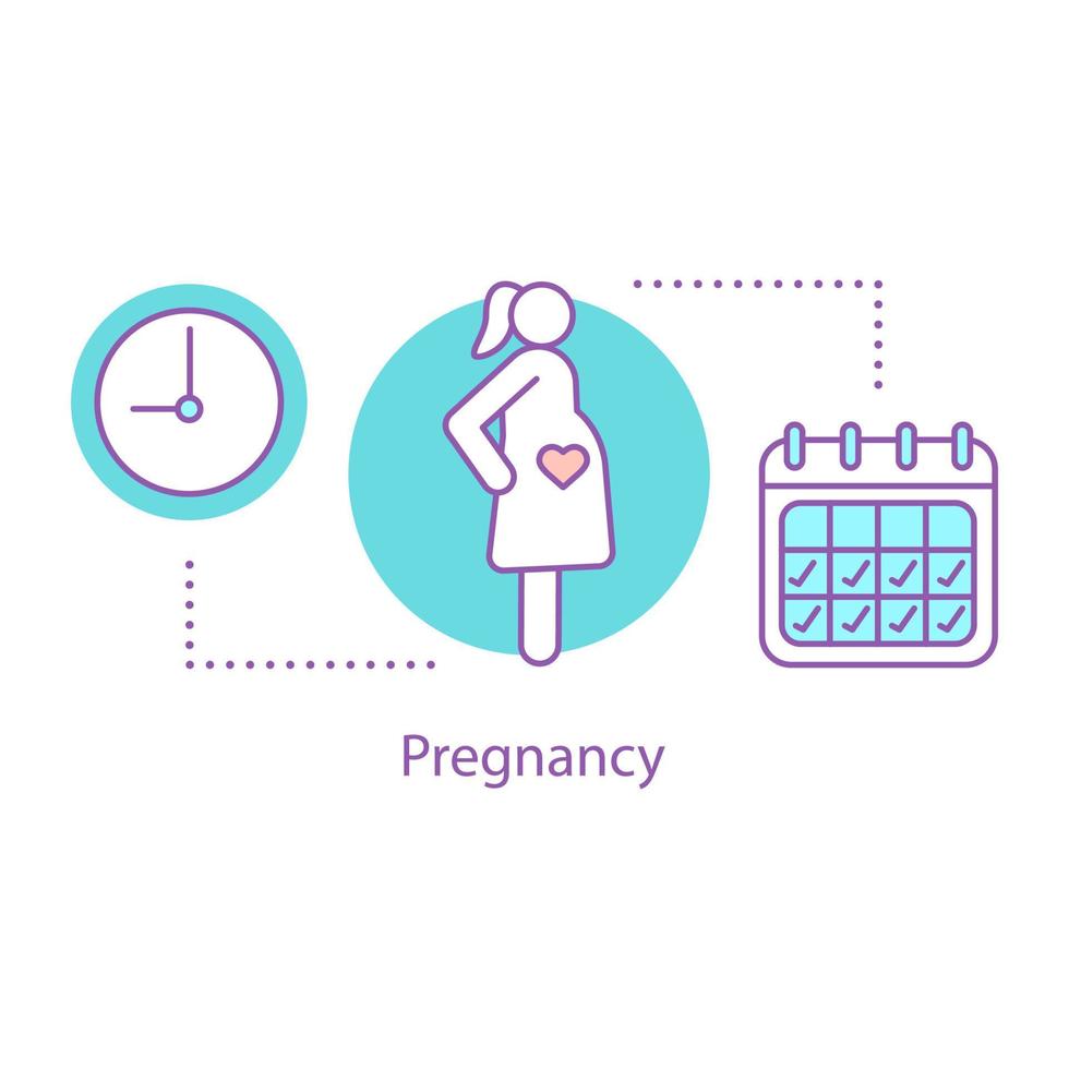 Pregnancy concept icon. Pregnant woman. Waiting for baby idea. Thin line illustration. Vector isolated outline drawing