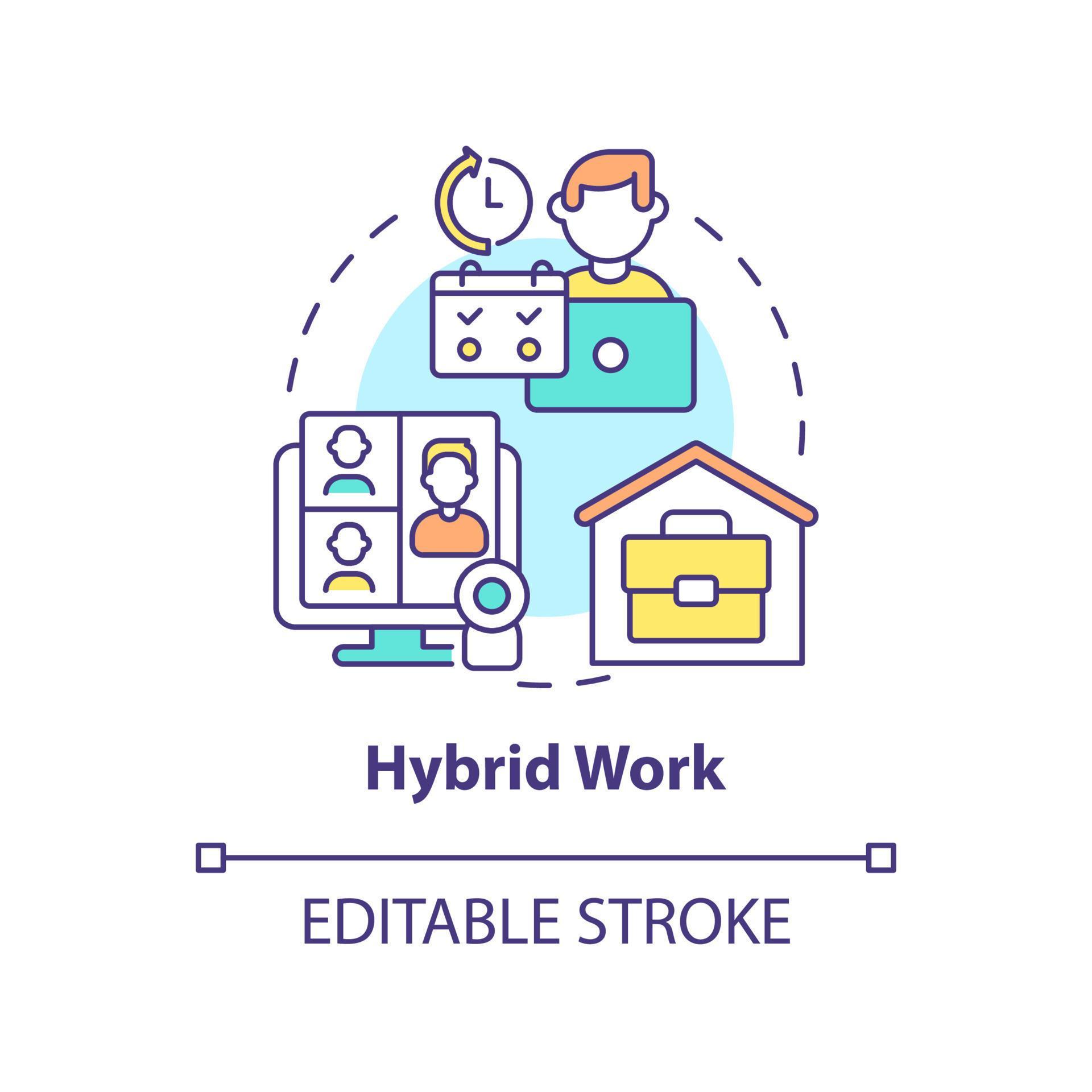 Hybrid work concept icon. Flexible shifts time. Trends in enterprise