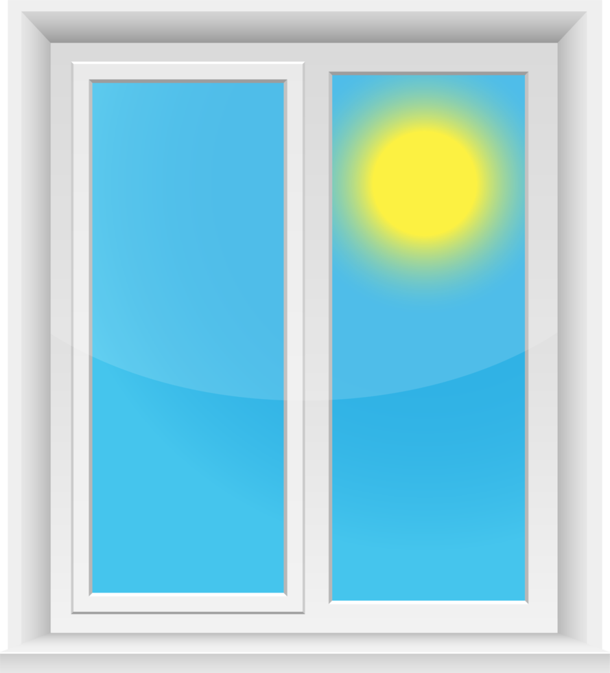 Transparent windows and sunny sky clipart design illustration png