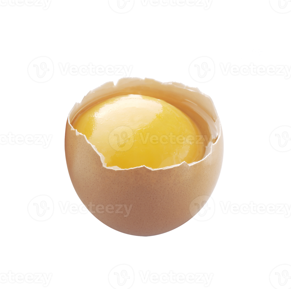 chicken eggs in broken eggshells on transparent background png file