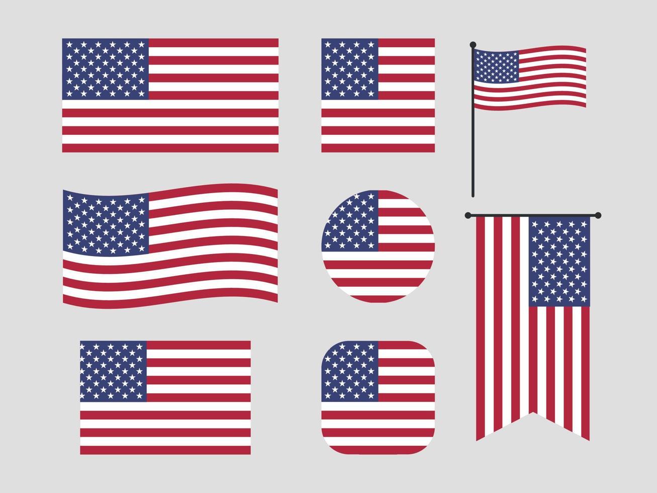 paquete de bandera de estados unidos america simple vector