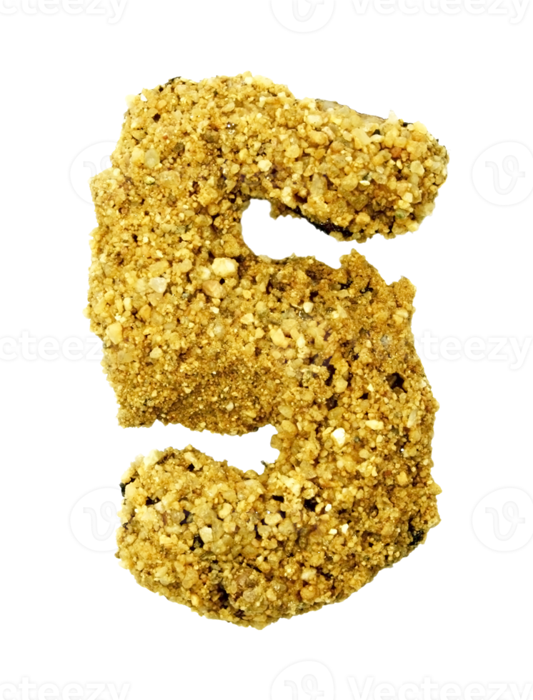 Number 5 is made of sand png