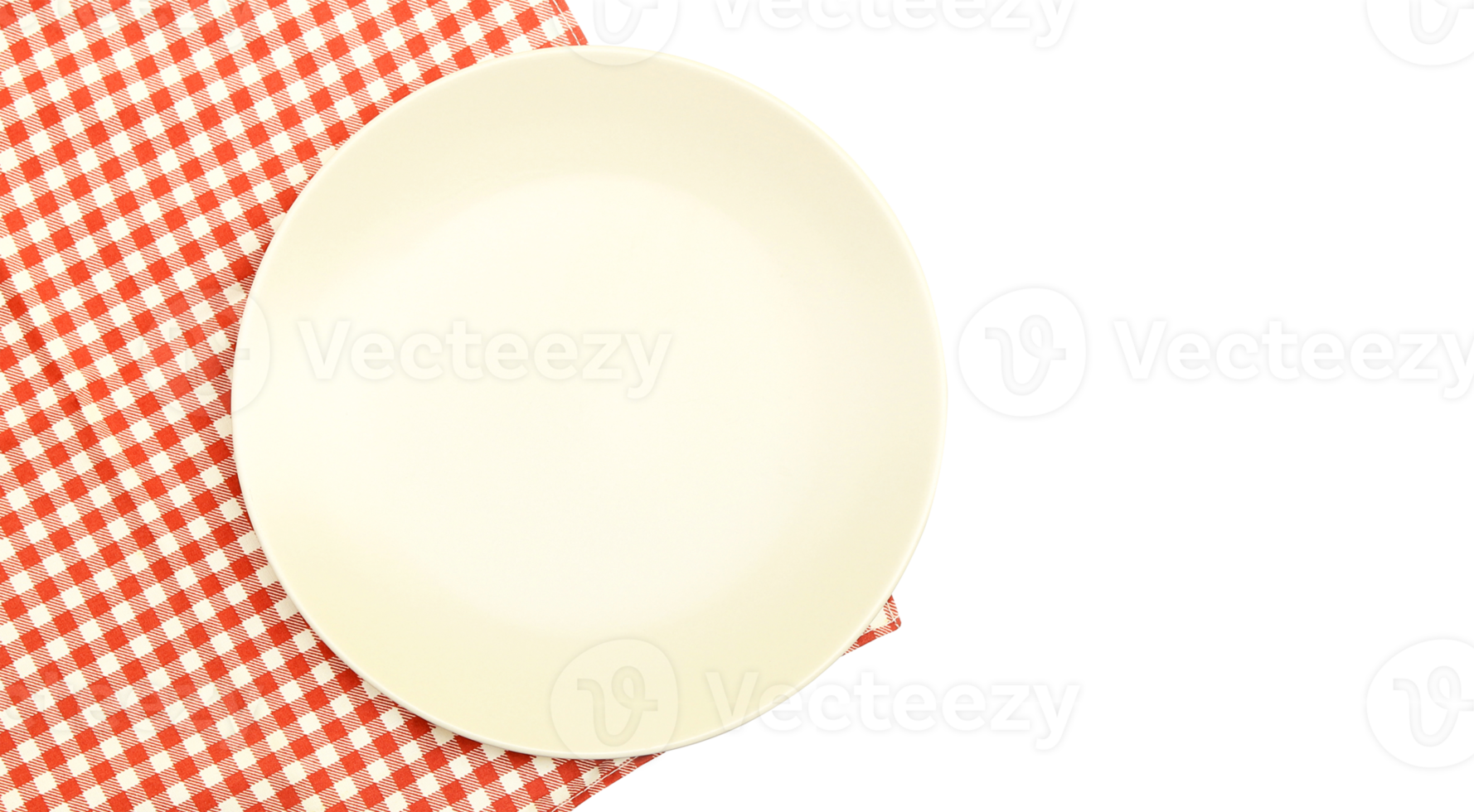 plate on tablecloth on transparent background png file