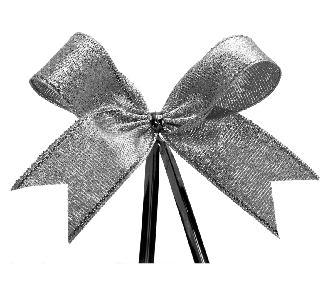 silver ribbon with bow on transparent background png file